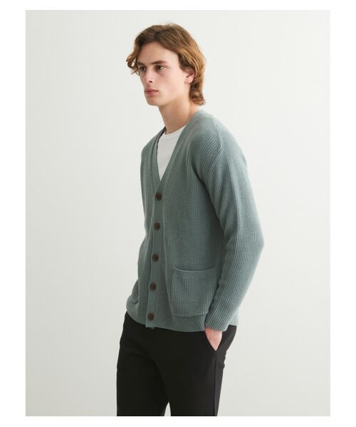 three dots / スリードッツ カーディガン・ボレロ | Men's cotton cashmere v neck cardigan | 詳細7