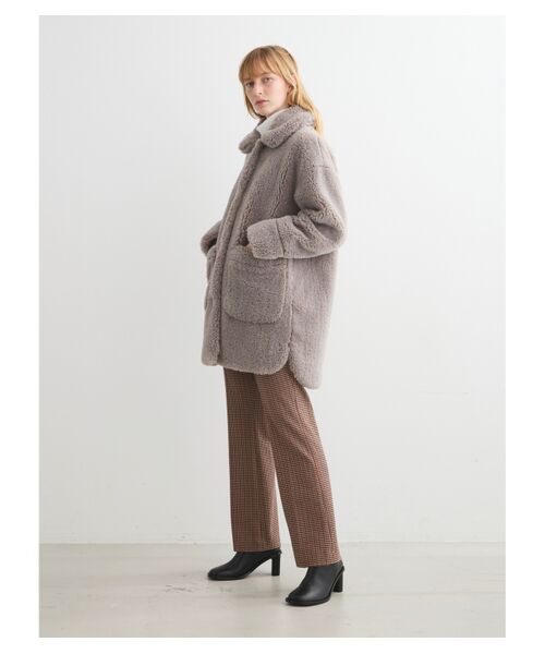 セール】 Upcycled eco fur middle coat （その他アウター）｜three