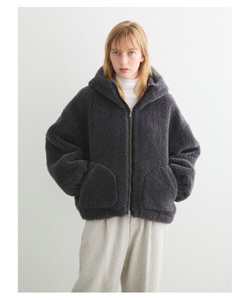 three dots / スリードッツ その他アウター | Upcycled eco fur hoody coat | 詳細6