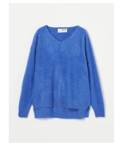 Fur cashmere l/s v neck pullover