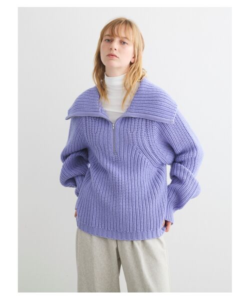 three dots / スリードッツ ニット・セーター | Bulky sweater l/s half zip po | 詳細6