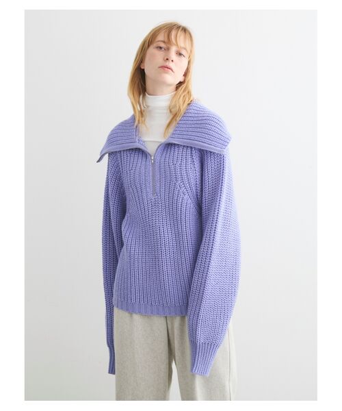 three dots / スリードッツ ニット・セーター | Bulky sweater l/s half zip po | 詳細7