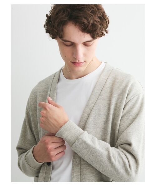 three dots / スリードッツ カーディガン・ボレロ | Men's supima fleece v-neck cardigan | 詳細8