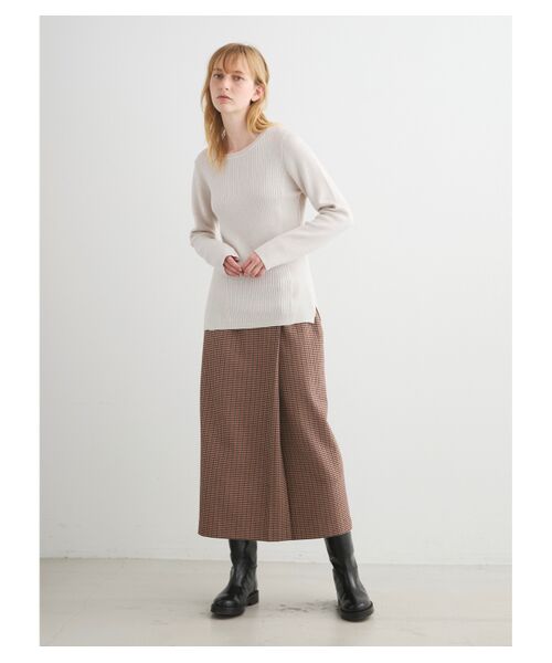 three dots / スリードッツ スカート | Stretch tweed clasic skirt | 詳細7