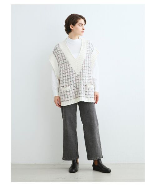 three dots / スリードッツ ニット・セーター | Color tweedy sweater loose vest | 詳細9