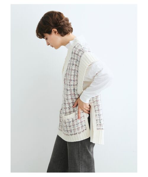 three dots / スリードッツ ニット・セーター | Color tweedy sweater loose vest | 詳細7