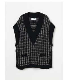 Color tweedy sweater loose vest