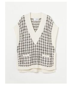 Color tweedy sweater loose vest