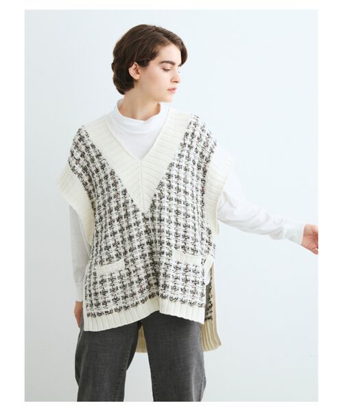 three dots / スリードッツ ニット・セーター | Color tweedy sweater loose vest | 詳細6