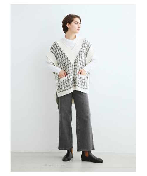 three dots / スリードッツ ニット・セーター | Color tweedy sweater loose vest | 詳細8