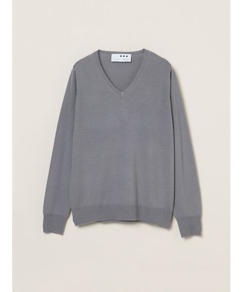three dots / スリードッツ ニット・セーター | Merino superfine l/s v neck(charcoal)