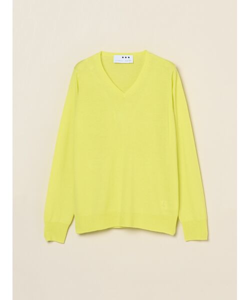 three dots / スリードッツ ニット・セーター | Merino superfine l/s v neck(lemon)