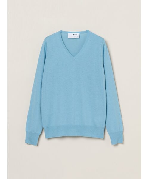 three dots / スリードッツ ニット・セーター | Merino superfine l/s v neck(pool)