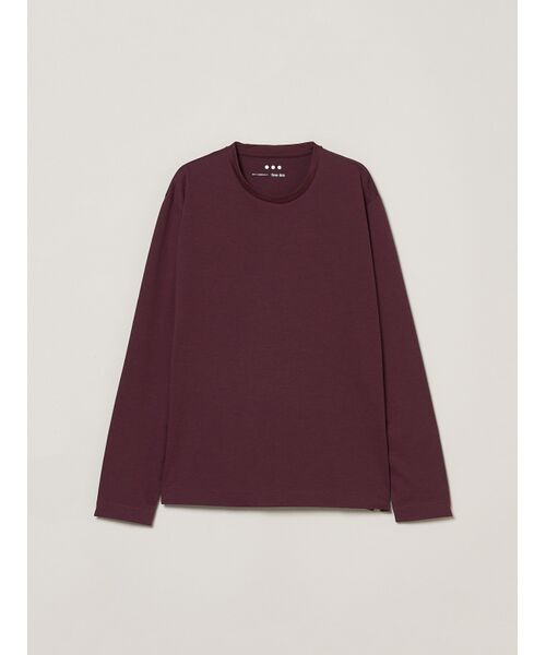 three dots / スリードッツ Tシャツ | Men's powdery cotton crew neck(bordeaux)
