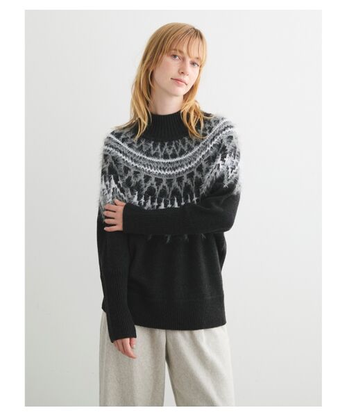 three dots / スリードッツ ニット・セーター | Jaguard sweater dolman sweater | 詳細6