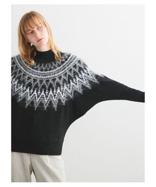 three dots / スリードッツ ニット・セーター | Jaguard sweater dolman sweater | 詳細7