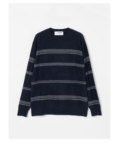 Men's recycled cashmere border crew neck