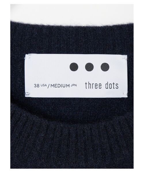 three dots / スリードッツ ニット・セーター | Men's recycled cashmere border crew neck | 詳細4