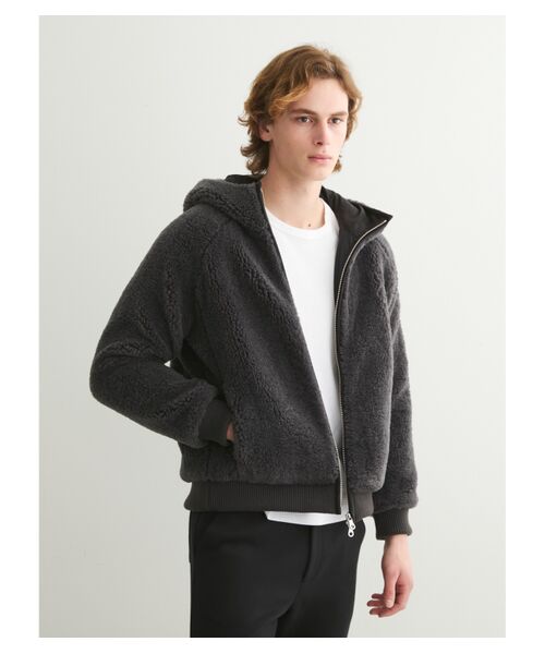 three dots / スリードッツ その他アウター | Men's upcycled eco fur hoodie blouson | 詳細6