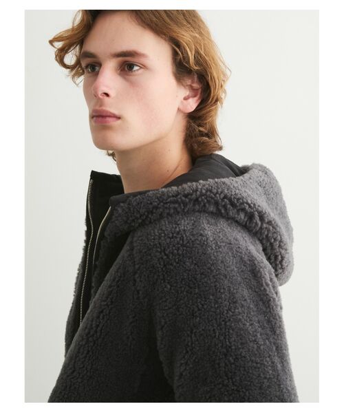 three dots / スリードッツ その他アウター | Men's upcycled eco fur hoodie blouson | 詳細7