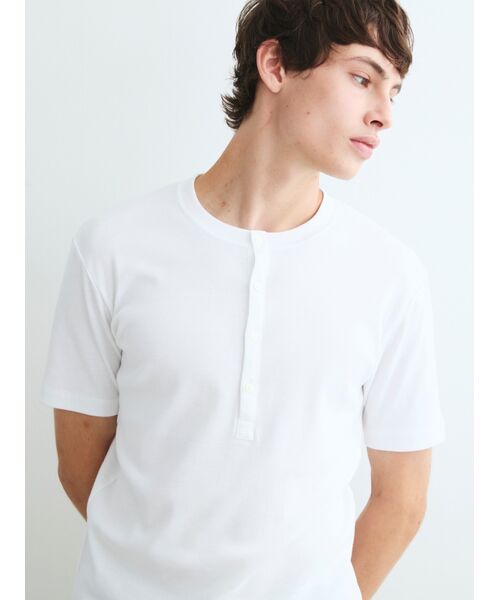 three dots / スリードッツ Tシャツ | Men's organic cottonknits henley | 詳細8