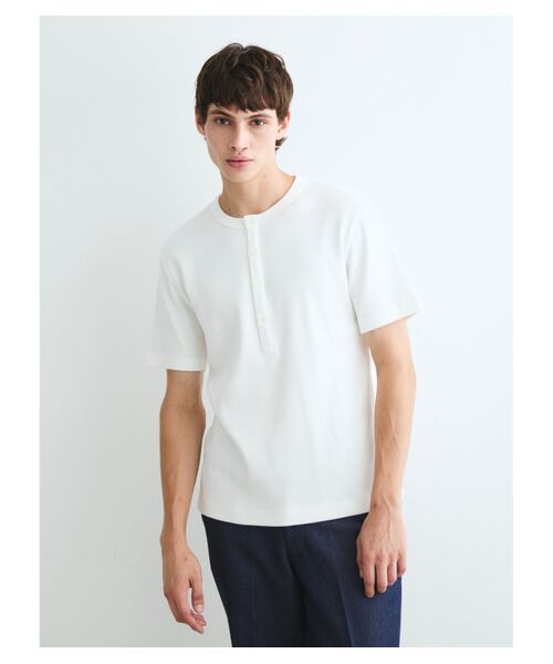 three dots / スリードッツ Tシャツ | Men's supima bare waffle henley | 詳細6