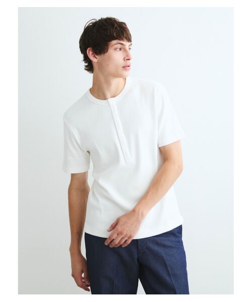 three dots / スリードッツ Tシャツ | Men's supima bare waffle henley | 詳細7