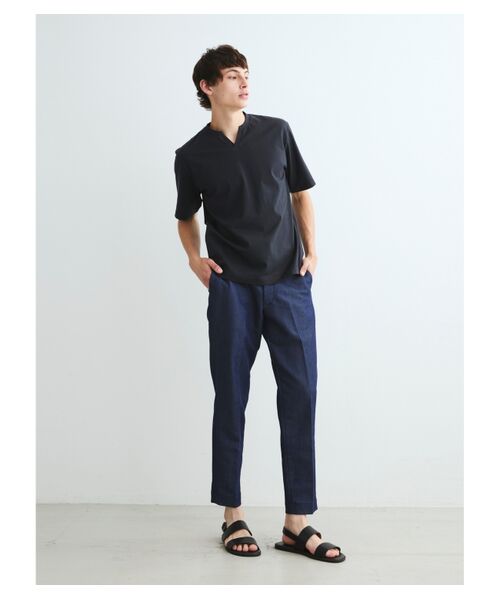 three dots / スリードッツ Tシャツ | Men's cotton silk s/s key neck | 詳細9