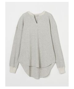 Melange waffle loose pull over