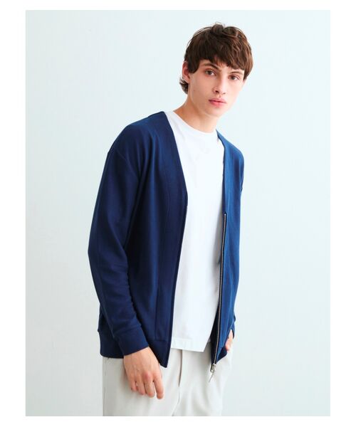 three dots / スリードッツ カーディガン・ボレロ | Men's compact pile zip cardigan | 詳細6