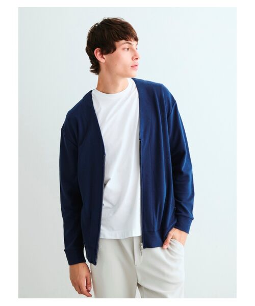 three dots / スリードッツ カーディガン・ボレロ | Men's compact pile zip cardigan | 詳細7