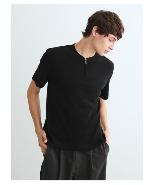 three dots / スリードッツ Tシャツ | Men's souffle cotton half zip | 詳細6