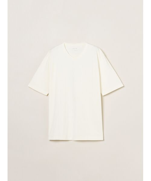 three dots / スリードッツ Tシャツ | Men's powdery cotton s/s v neckT（ivory）