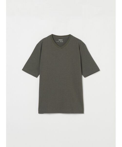 three dots / スリードッツ Tシャツ | Men's powdery cotton s/s v neck T（dark green）