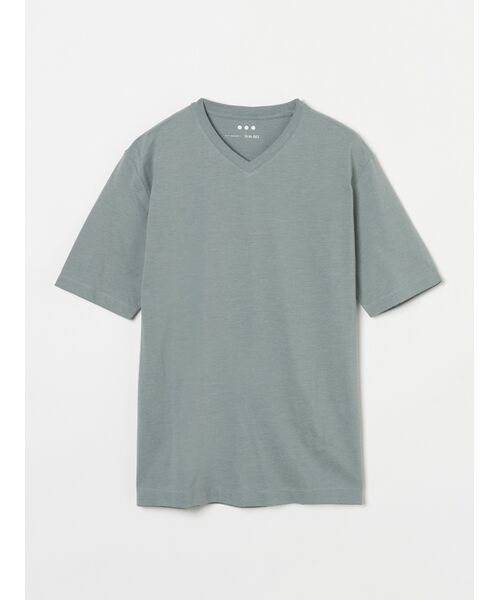 three dots / スリードッツ Tシャツ | Men's powdery cotton s/s v neck T（lt green）