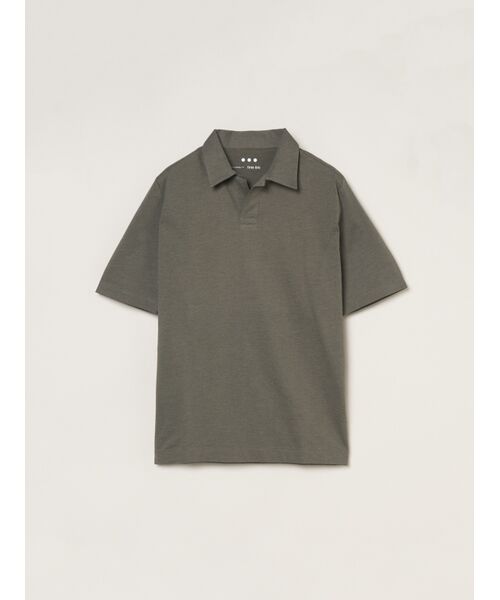 three dots / スリードッツ ポロシャツ | Men's powdery cotton skipper polo(dark green)