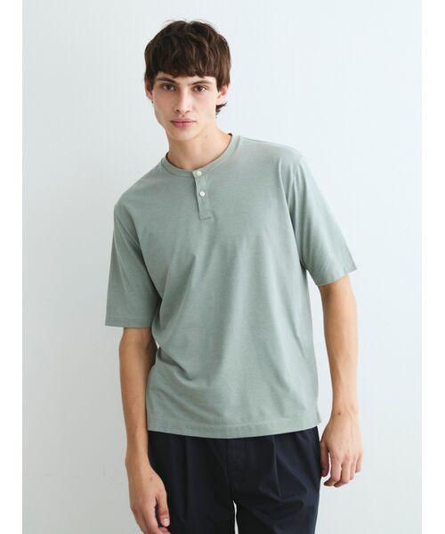 three dots / スリードッツ Tシャツ | Men's powdery cotton s/s henley | 詳細6