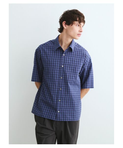 three dots / スリードッツ シャツ・ブラウス | Men's ripple check s/s shirts | 詳細6