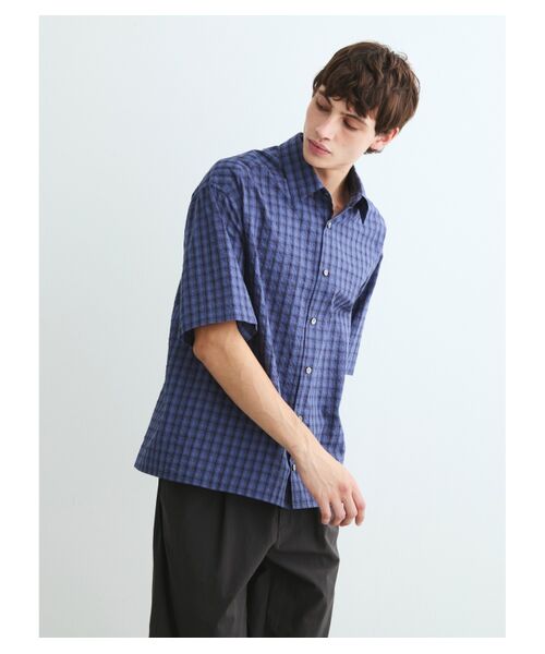 three dots / スリードッツ シャツ・ブラウス | Men's ripple check s/s shirts | 詳細7