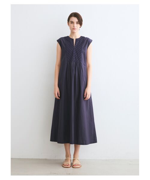 three dots / スリードッツ ドレス | Ind cotton poplin dress | 詳細10