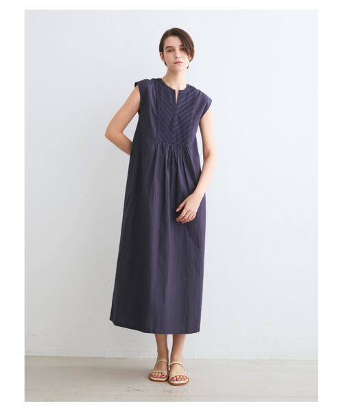 three dots / スリードッツ ドレス | Ind cotton poplin dress | 詳細6