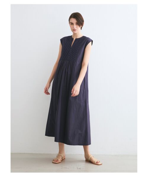 three dots / スリードッツ ドレス | Ind cotton poplin dress | 詳細7