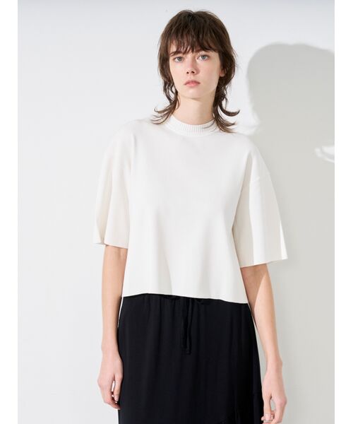 three dots / スリードッツ Tシャツ | Sleek sweater s/s knitted tshirt | 詳細6