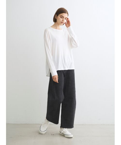 three dots / スリードッツ その他トップス | Smile stretch jersey long T shir | 詳細9