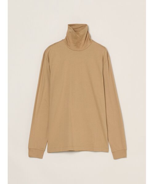 three dots / スリードッツ Tシャツ | Men's Sanded jersey turtle neck（caramel）