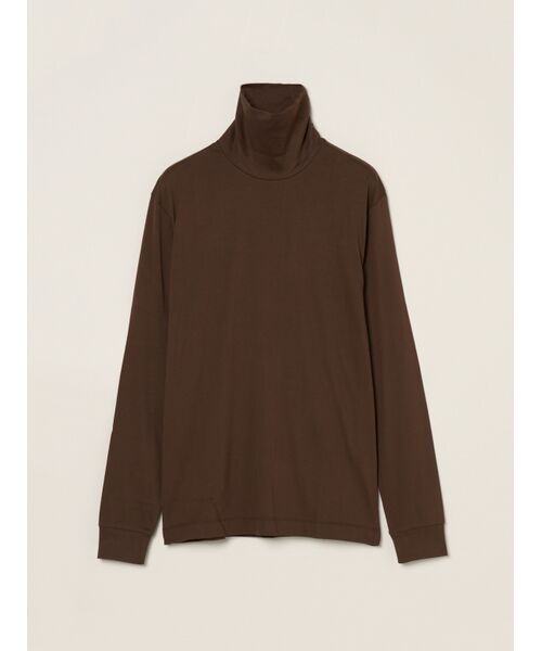 three dots / スリードッツ Tシャツ | Men's Sanded jersey turtle neck（coffee）