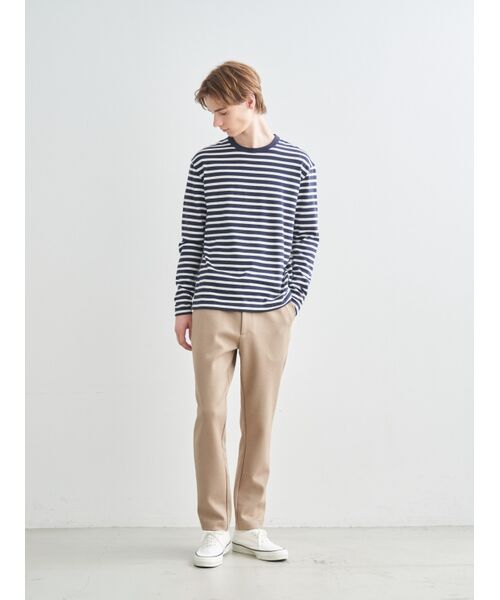 three dots / スリードッツ Tシャツ | Men's border crewneck clolor block | 詳細9