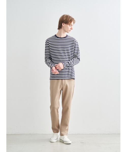 three dots / スリードッツ Tシャツ | Men's border crewneck clolor block | 詳細10