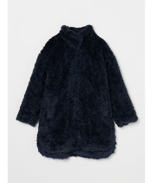 three dots / スリードッツ その他アウター | Upcycled eco fur middle coat（navy）