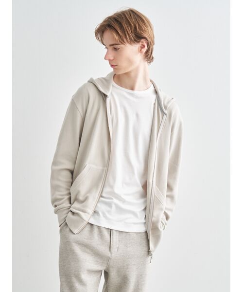 three dots / スリードッツ パーカー | Men's souffle cotton zip hoody | 詳細6